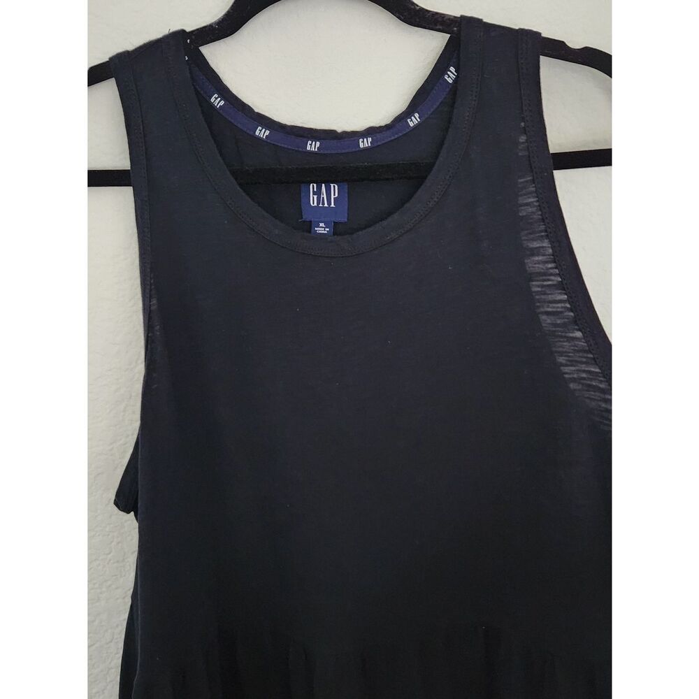 GAP Womens Black Sleeveless Swing Mini Dress Rufflr Trim Pockets Size XL - Picture 3 of 6